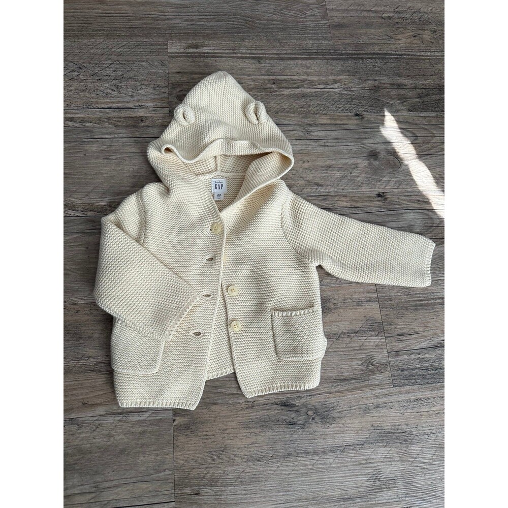 Baby gap 12/18 month cream knit sweater hoodie